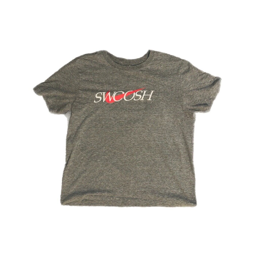 Nike Shirt Size Large L Gray Swoosh Tee Short Sleeve Adult Mens Top Workout
